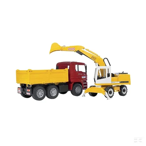 Camión con excavadora de juguete marca bruder