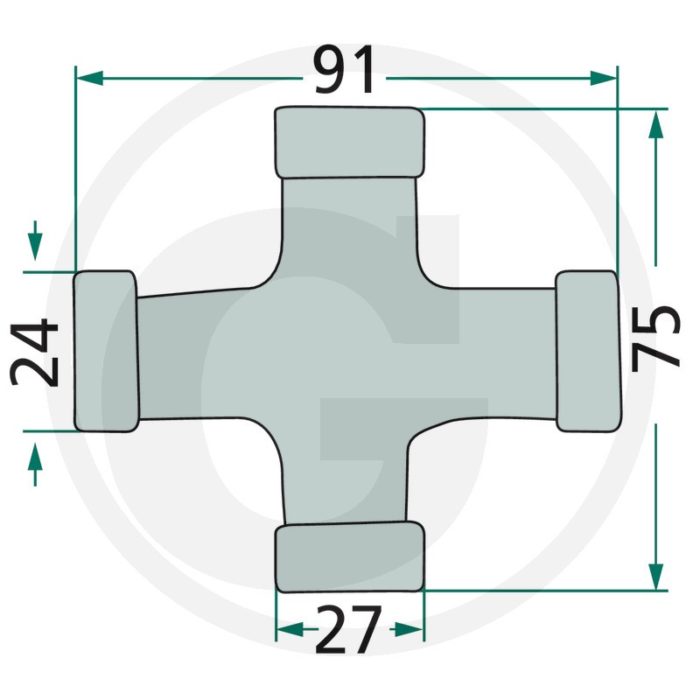 Weasler Juego en forma de cruz para gran ángulo. F238, AW21-80°