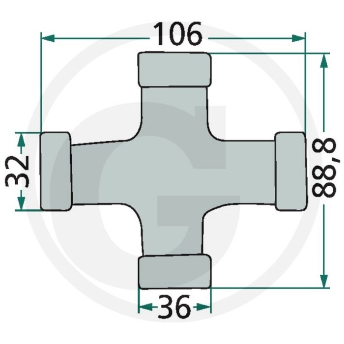 Weasler Juego en forma de cruz. F258, AW36-80°