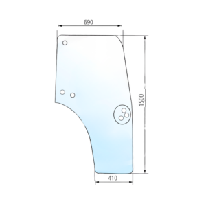 Luna de Puerta Cabina 1500x680mm Derecha