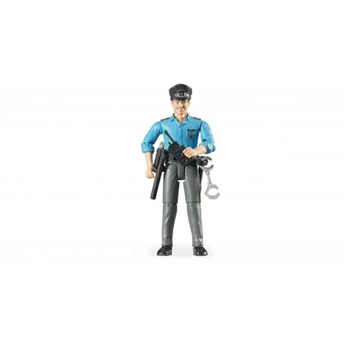 Figura policia juguete bruder con walkie, esposas y porra