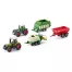 Pack de juguetes pequeños siku: dos tractores, dos remolques y una empacadora marca Krone