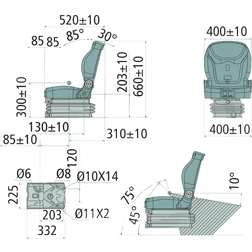 Medidas del asiento para tractor